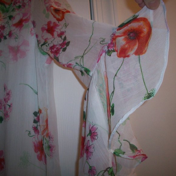 Calvin Klein Womens Dress 8 White Colorful Watercolor Floral Flowy Lined Casual - Picture 6 of 14